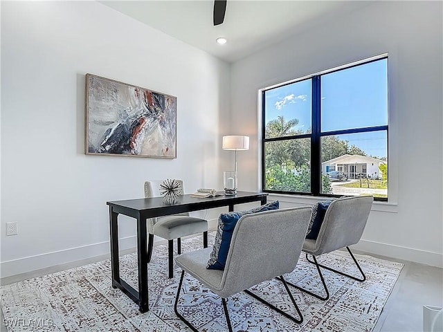 857 95th Ave N, Naples, FL 34108 - office area with baseboards, ceiling fan, and recessed lighting