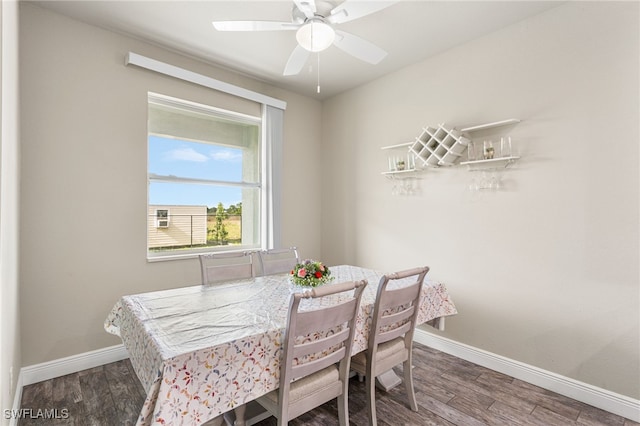 1049 Solar Ct, Labelle, FL 33935 - dining space featuring wood finished floors, baseboards, and ceiling fan
