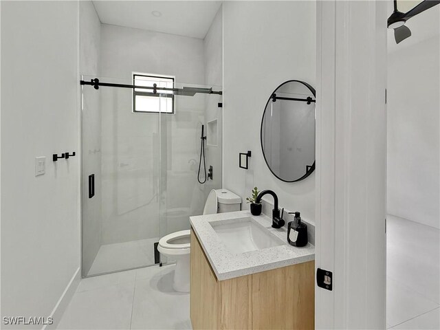 3247 72nd Ave NE, Naples, FL 34120 - full bath featuring toilet, a stall shower, vanity, and baseboards