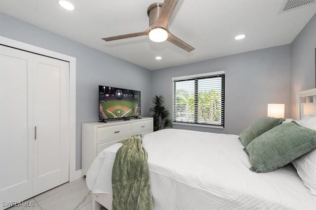 52 Fairview Blvd, Fort Myers Beach, FL 33931 - bedroom with recessed lighting and a ceiling fan