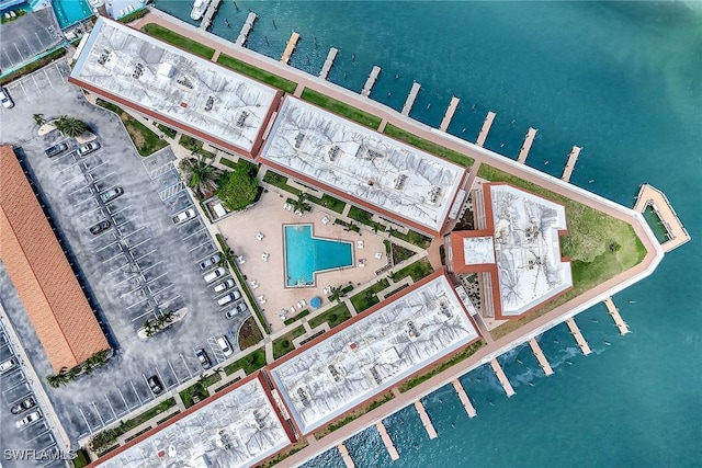 1206 Edington Pl Unit D304, Marco Island, FL 34145 - drone / aerial view of a pool and a nearby body of water