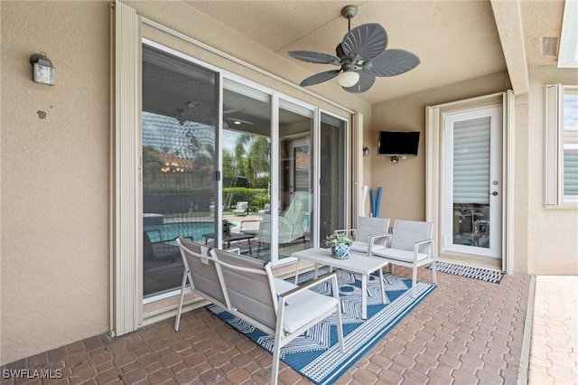 11107 Sparkleberry Dr, Fort Myers, FL 33913 - view of patio / terrace with a ceiling fan