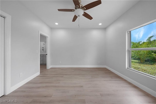 4201 17th St SW, Lehigh Acres, FL 33976 - spare room featuring recessed lighting, ceiling fan, and light wood-type flooring