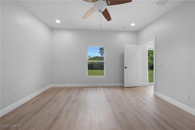 4201 17th St SW, Lehigh Acres, FL 33976 - empty room with light wood-type flooring, a ceiling fan, and recessed lighting