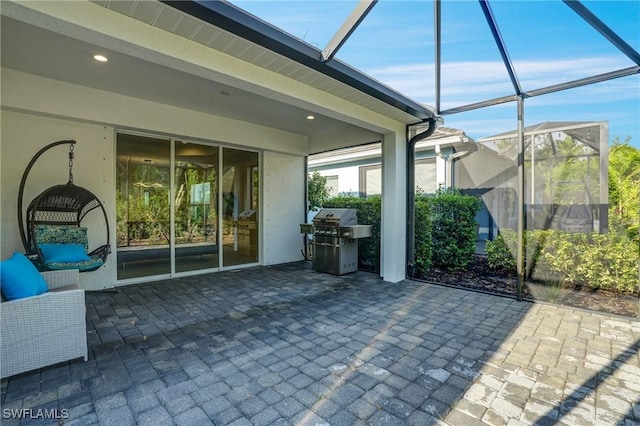 7028 Mistral Way, Fort Myers, FL 33966 - view of patio / terrace featuring area for grilling and a lanai