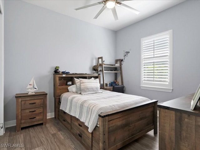 836 14th St SE, Naples, FL 34117 - bedroom with wood finished floors, ceiling fan, and baseboards