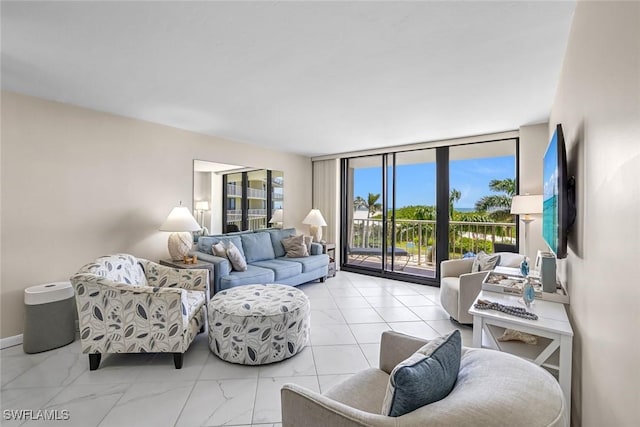 440 Seaview Ct Unit 405, Marco Island, FL 34145 - living room featuring marble finish flooring