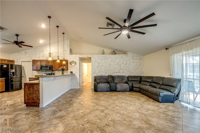 1812 SW 10th Ter, Cape Coral, FL 33991 - living area with ceiling fan and high vaulted ceiling