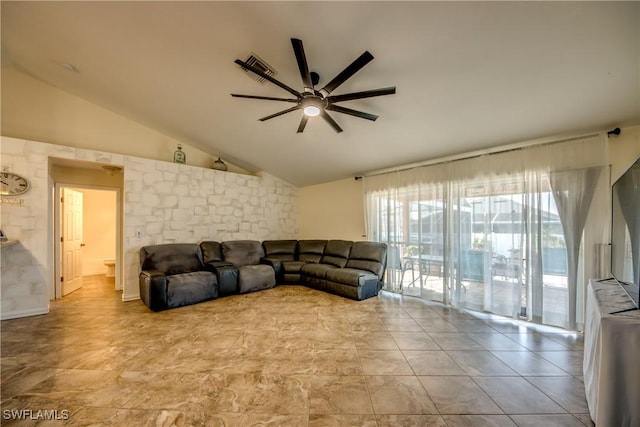 1812 SW 10th Ter, Cape Coral, FL 33991 - living area with ceiling fan and vaulted ceiling