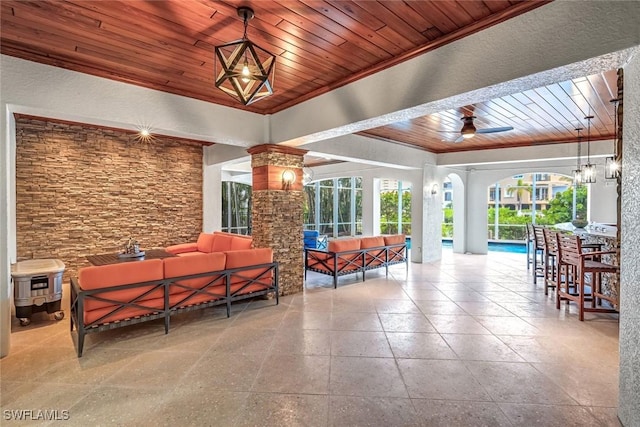 175 Topanga Dr, Bonita Springs, FL 34134 - lobby with wood ceiling, ornamental molding, and a textured wall