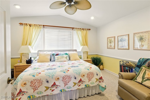 24712 Lakemont Cove Ln Unit 202, Bonita Springs, FL 34134 - carpeted bedroom with lofted ceiling, a ceiling fan, and baseboards