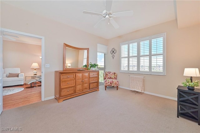 14121 Brant Point Cir Unit 1403, Fort Myers, FL 33919 - living area with ceiling fan, carpet floors, and baseboards