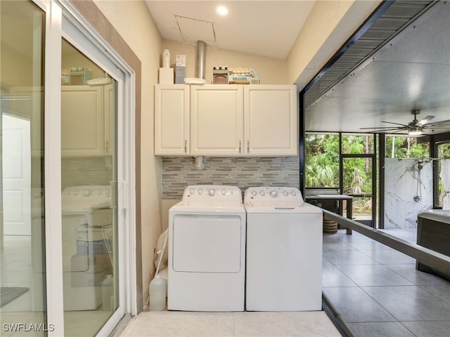 145 33rd Ave NE, Naples, FL 34120 - laundry room with cabinet space, washer and clothes dryer, and ceiling fan