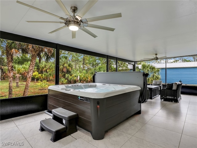 145 33rd Ave NE, Naples, FL 34120 - sunroom / solarium with ceiling fan and a hot tub