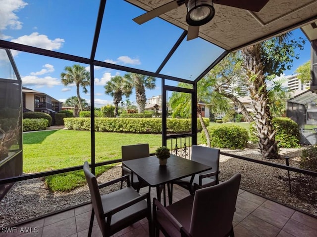207 S Collier Blvd Unit 4-105, Marco Island, FL 34145 - sunroom / solarium featuring ceiling fan, outdoor dining area, and healthy amount of natural light