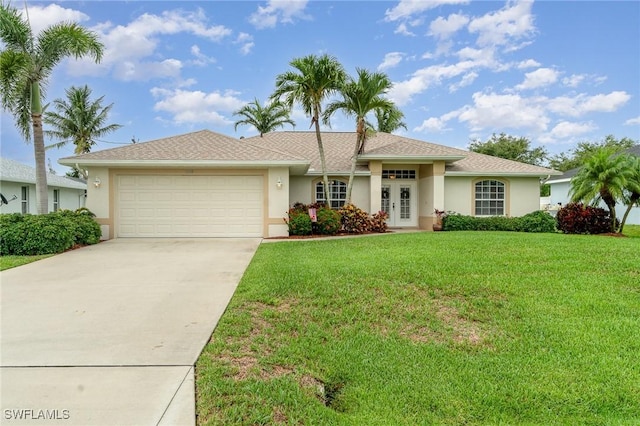3708 SW 2nd Ln, Cape Coral, FL 33991 - single story home with stucco siding, french doors, and a garage