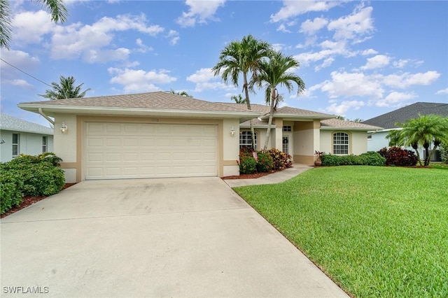 3708 SW 2nd Ln, Cape Coral, FL 33991 - single story home featuring stucco siding, an attached garage, a front lawn, and driveway