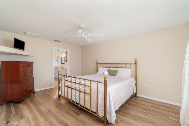 3708 SW 2nd Ln, Cape Coral, FL 33991 - bedroom with light wood finished floors, baseboards, and ceiling fan