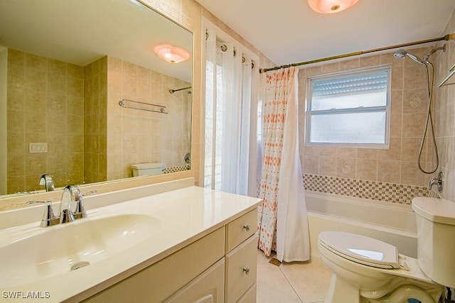 67 Pebble Beach Blvd, Naples, FL 34113 - bathroom featuring toilet, tile patterned floors, shower / bath combo with shower curtain, and vanity