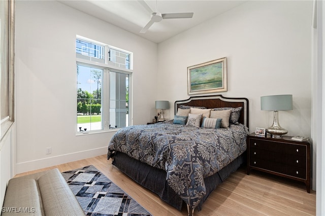 493 Myrtle Rd, Naples, FL 34108 - bedroom featuring light wood-style floors, baseboards, and a ceiling fan