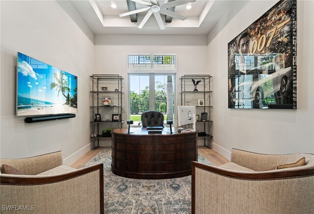 493 Myrtle Rd, Naples, FL 34108 - office space featuring ceiling fan, baseboards, recessed lighting, and a towering ceiling
