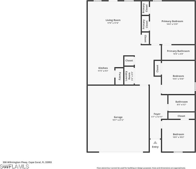 306 Wilmington Pkwy, Cape Coral, FL 33993 - home floor plan