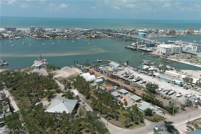 1180 Main St Unit 6, Fort Myers Beach, FL 33931 - aerial view of property and surrounding area featuring a large body of water and a marina