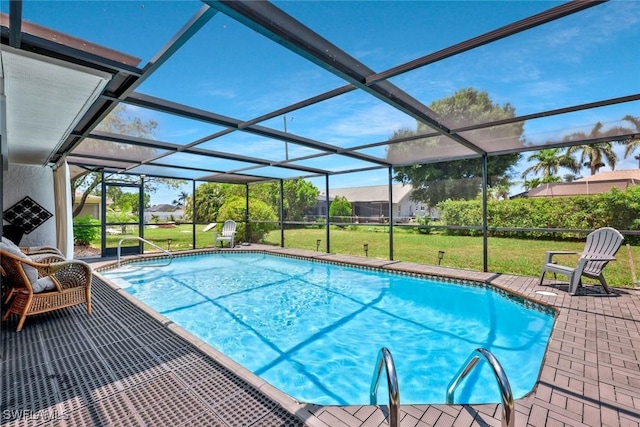 3822 Palm Tree Blvd, Cape Coral, FL 33904 - swimming pool featuring a patio, a lanai, and a yard