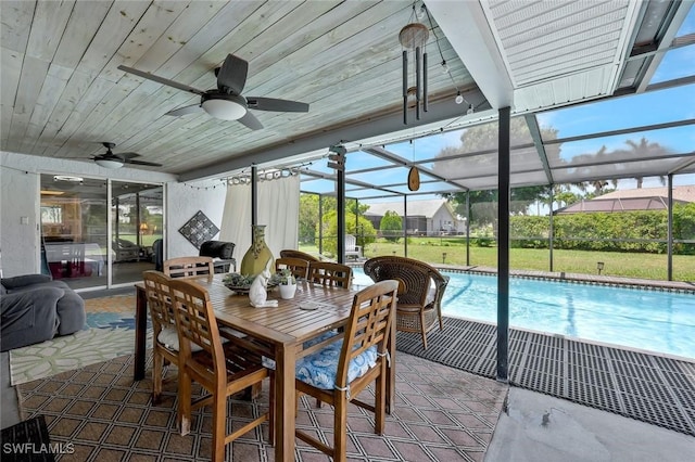 3822 Palm Tree Blvd, Cape Coral, FL 33904 - sunroom / solarium with a ceiling fan, plenty of natural light, and outdoor dining space