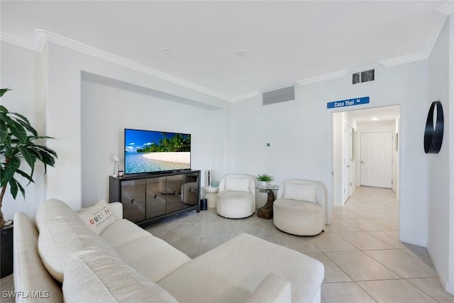 12003 Hawthorn Lake Dr Unit 101, Fort Myers, FL 33913 - living area featuring ornamental molding, light tile patterned floors, and baseboards