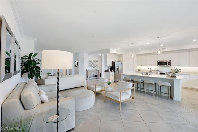 12003 Hawthorn Lake Dr Unit 101, Fort Myers, FL 33913 - living room featuring recessed lighting and light tile patterned flooring