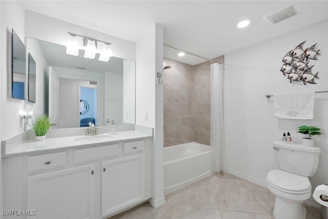 12003 Hawthorn Lake Dr Unit 101, Fort Myers, FL 33913 - full bathroom featuring toilet, baseboards, shower / bath combination with curtain, vanity, and recessed lighting