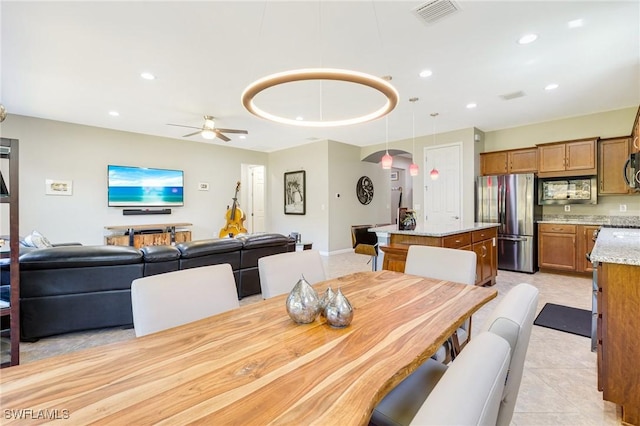 6624 Palmerston Dr, Fort Myers, FL 33966 - dining room with ceiling fan, recessed lighting, and light tile patterned floors