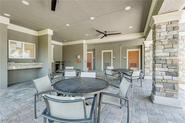 6624 Palmerston Dr, Fort Myers, FL 33966 - view of patio / terrace featuring outdoor dining space and ceiling fan
