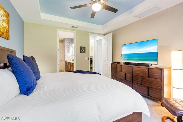 6624 Palmerston Dr, Fort Myers, FL 33966 - bedroom featuring a tray ceiling and ceiling fan