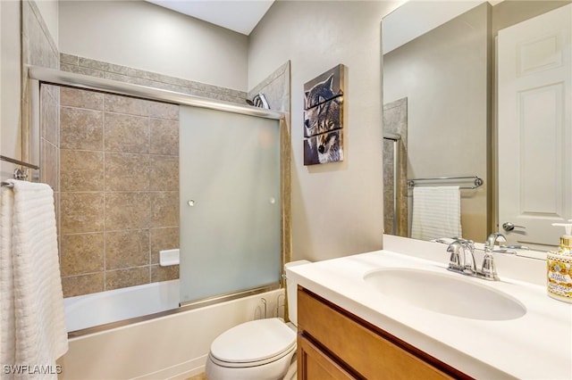 6624 Palmerston Dr, Fort Myers, FL 33966 - bathroom featuring toilet, vanity, and combined bath / shower with glass door
