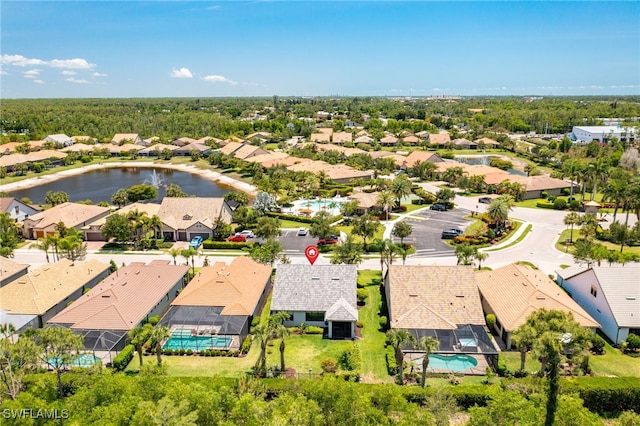 6624 Palmerston Dr, Fort Myers, FL 33966 - aerial view of residential area with a pool area and a nearby body of water