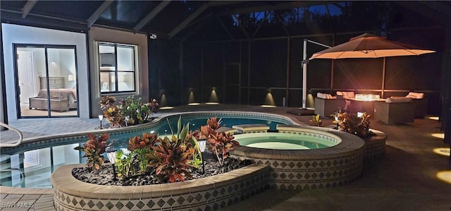 2360 19th St SW, Naples, FL 34117 - view of pool featuring a pool with connected hot tub and a patio area