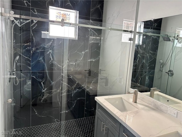 951 Commodore St, Lehigh Acres, FL 33974 - full bathroom with a marble finish shower and vanity