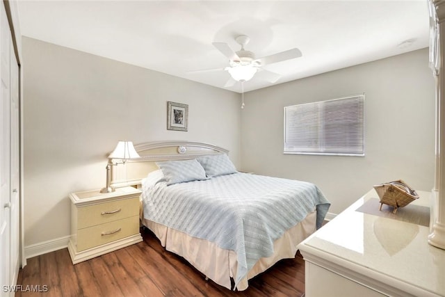 3317 SW 5th Pl, Cape Coral, FL 33914 - bedroom featuring dark wood finished floors and ceiling fan