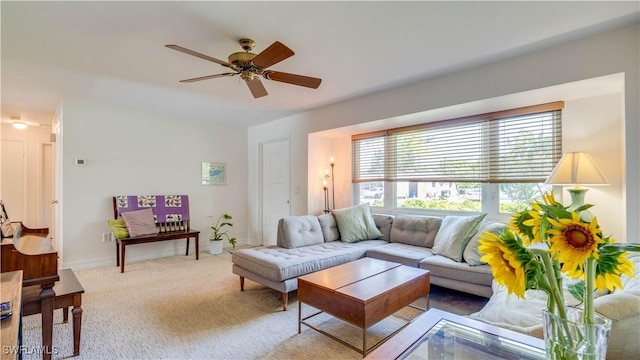1682 S Flossmoor Rd, Fort Myers, FL 33919 - living area featuring plenty of natural light, ceiling fan, and carpet floors