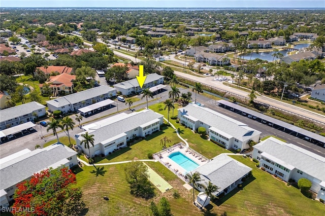 1830 Brantley Rd Unit A2, Fort Myers, FL 33907 - aerial perspective of suburban area with a pool and a large body of water