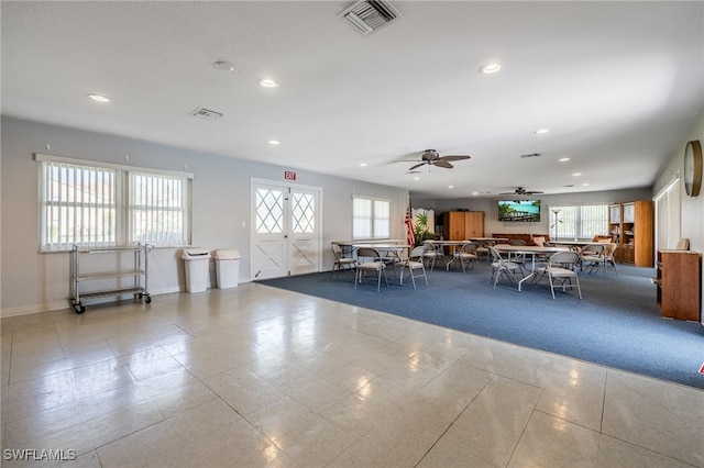 1830 Brantley Rd Unit A2, Fort Myers, FL 33907 - dining space featuring recessed lighting, tile patterned floors, ceiling fan, and baseboards