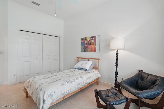 878 Vistana Cir Unit 50, Naples, FL 34119 - carpeted bedroom with a closet, baseboards, and ceiling fan