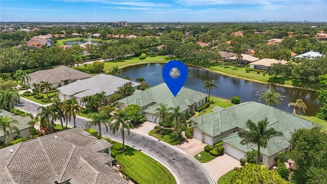 878 Vistana Cir Unit 50, Naples, FL 34119 - aerial perspective of suburban area featuring a nearby body of water