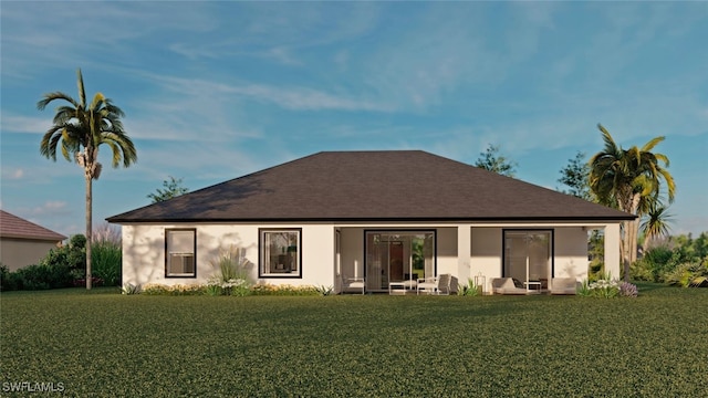 1503 NW 8th Pl, Cape Coral, FL 33993 - back of property featuring stucco siding and a lawn
