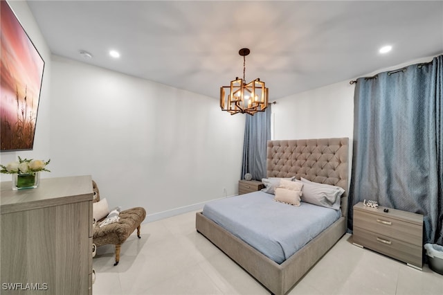 2405 SW 11th Ave, Cape Coral, FL 33991 - bedroom with a chandelier and recessed lighting