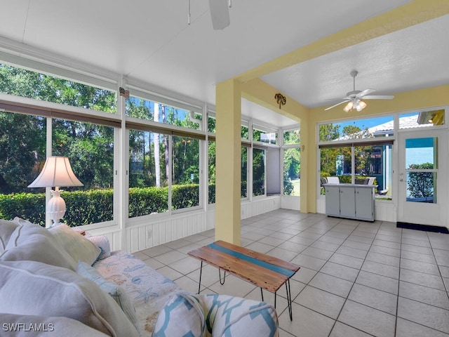 2040 Embarcadero Way N, Fort Myers, FL 33917 - sunroom with ceiling fan and tile patterned flooring