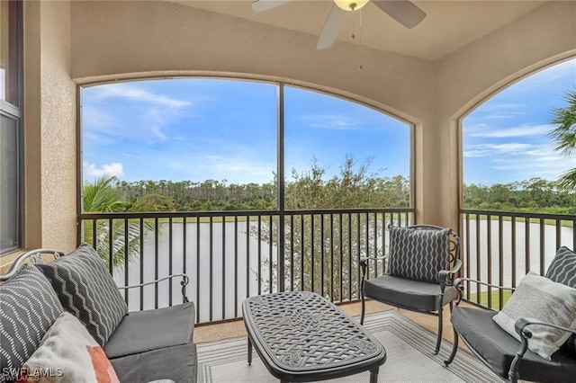 9731 Acqua Ct Unit 537, Naples, FL 34113 - balcony with ceiling fan