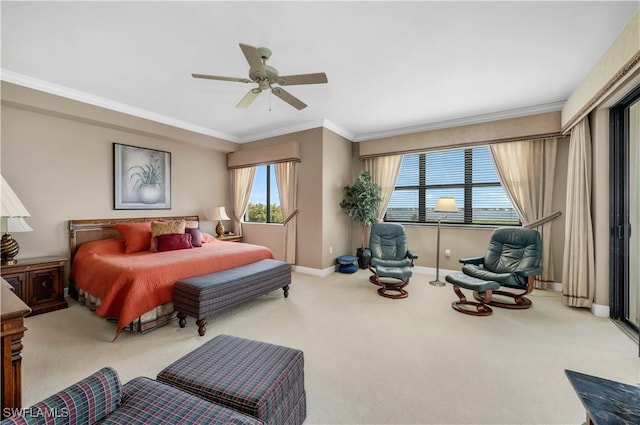 11640 Court Of Palms Unit 103, Fort Myers, FL 33908 - bedroom featuring carpet floors, crown molding, baseboards, and ceiling fan